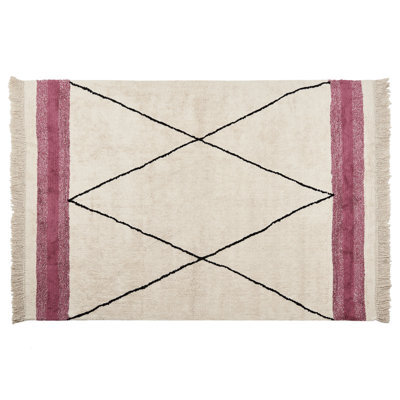 Beliani Rug Afsar Light Beige 140 X 200 Cm Cotton - image 1