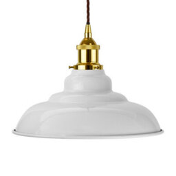 Pale Grey St Edmund's Painted Dome Pendant Light With Gold Lamp Holder And Brown Twisted Cable - Se Home - thumbnail 1