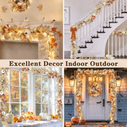Amorly 6Ft Maple Leaf Fall Garland, Autumn Decor Vine, Thanksgiving Halloween Decorations For Home Indoor Outdoor Fireplace Wedding - thumbnail 5