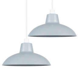Valuelights Civic Pair Of Retro Style Gloss Grey Metal Easy Fit Ceiling Light Shades (D)28.8Cm