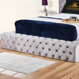 UKBEDFURNITURE Ambassador Silver Plush Valvet Upholstered Bed Frame Only- Blackboard - 54 Inch Headboard - thumbnail 3