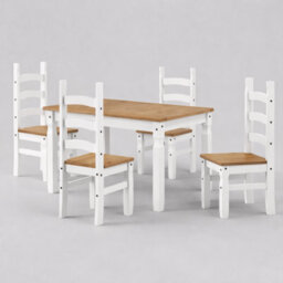 Mercers Furniture Corona White Small Extending Dining Table & 4 Chairs Set Solid Wood Mexican Pine Wooden Kitchen - thumbnail 3
