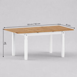 Mercers Furniture Corona White Small Extending Dining Table & 4 Chairs Set Solid Wood Mexican Pine Wooden Kitchen - thumbnail 7