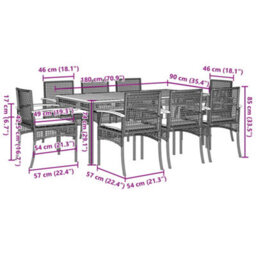 Berkfield 9 Piece Garden Dining Set With Cushions Black Poly Rattan - thumbnail 9