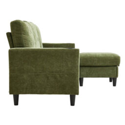 Living And Home Polyester Upholstered L-Shaped 3-Seater Sectional Sofa With Ottoman - thumbnail 3
