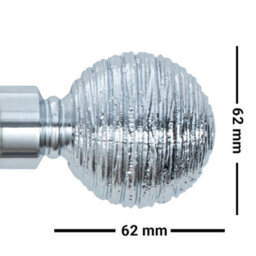 A.unique Home Etched Ball Metal Extendable Curtain Pole With Rings And Fittings (25/28mm) - Nickel, 180Cm - 340Cm  Approx - thumbnail 2
