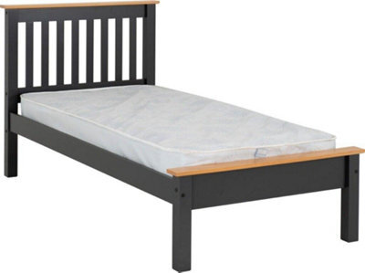 Seconique Monaco 3Ft Single Bed Low Foot End In Grey And Oak - image 1