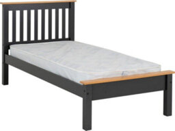 Seconique Monaco 3Ft Single Bed Low Foot End In Grey And Oak - thumbnail 1