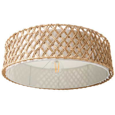 Wyld and Coco Natural Paper Rope Pendant Lamp With Plaited Shade For Dining And Living Rooms, W45 X D45 X H97Cm - image 1