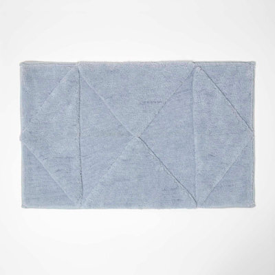 Homescapes 100% Cotton Blue Bath Mat Tufted Geometric Design, 50 X 80 Cm - image 1
