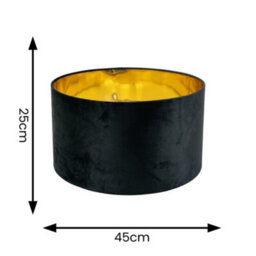 Valuelights Reni Black Velvet & Gold Inner Drum Ceiling Lamp Shade And Bulb (D)45Cm - thumbnail 8