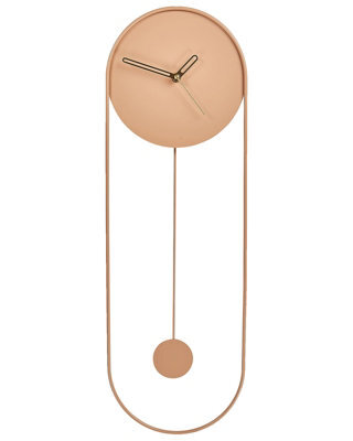 Wyld And Coco Pink Oval Wall Clock 20 X 62 Cm - Minimalist No-Numeral Pendulum Design - image 1