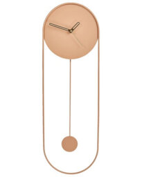 Wyld And Coco Pink Oval Wall Clock 20 X 62 Cm - Minimalist No-Numeral Pendulum Design - thumbnail 1