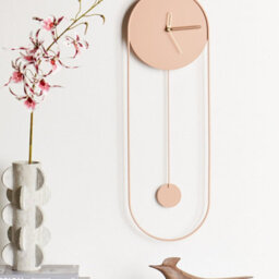 Wyld And Coco Pink Oval Wall Clock 20 X 62 Cm - Minimalist No-Numeral Pendulum Design - thumbnail 2