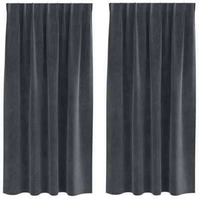 Berkfield Modern Blackout Curtains With Top Tape 2 Pcs Light Grey Velvet