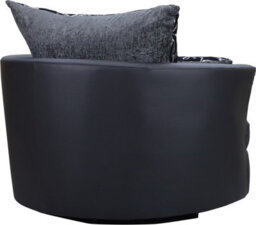 Sofas And More Large Swivel Round Cuddle Chair Fabric Chenille Leather Designer Scatter Cushions (Black/grey) - thumbnail 5