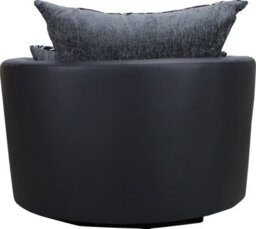 Sofas And More Large Swivel Round Cuddle Chair Fabric Chenille Leather Designer Scatter Cushions (Black/grey) - thumbnail 6