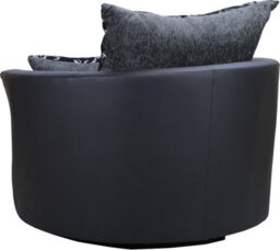 Sofas And More Large Swivel Round Cuddle Chair Fabric Chenille Leather Designer Scatter Cushions (Black/grey) - thumbnail 7