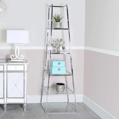 Mihomeuk Aire Glass Bookcase With Stainless Steel Frame - image 1