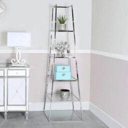 Mihomeuk Aire Glass Bookcase With Stainless Steel Frame