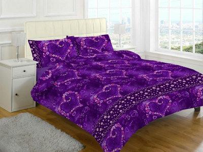 Homes & Linen Jasmin Love Heart Flowers Floral Printed Duvet Cover Set