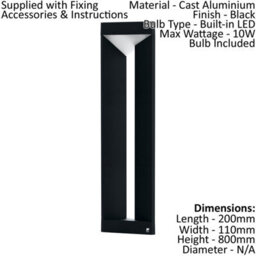 4 Pack Modern Black Aluminium Ip54 Outdoor Bollard Lights - 10W Led Lamp Posts For Pathways - thumbnail 2