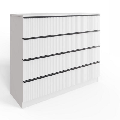 Fwstyle White 8 Drawer Chest Of Drawers Scalloped Ripple Effect - image 1