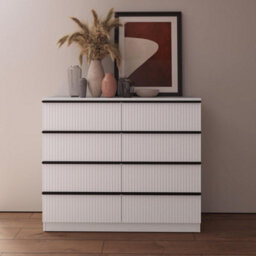Fwstyle White 8 Drawer Chest Of Drawers Scalloped Ripple Effect - thumbnail 3