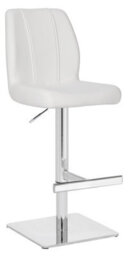 Lamboro Ravenna Deluxe Breakfast Bar Stool, Chrome Footrest, Height Adjustable Swivel Gas Lift, Home Bar & Kitchen Barstool, White - thumbnail 1
