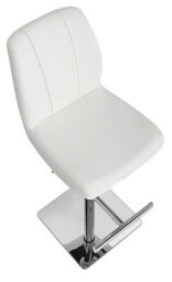 Lamboro Ravenna Deluxe Breakfast Bar Stool, Chrome Footrest, Height Adjustable Swivel Gas Lift, Home Bar & Kitchen Barstool, White - thumbnail 6