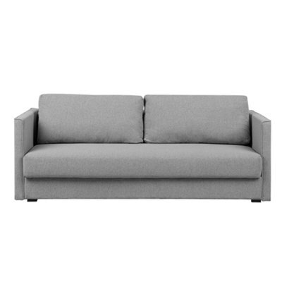 Beliani Sofa Bed 3 Seater Eksjo Fabric Light Grey With Storage - image 1