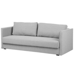Beliani Sofa Bed 3 Seater Eksjo Fabric Light Grey With Storage - thumbnail 4