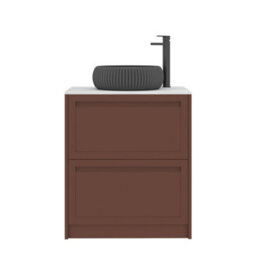 Royal Bathrooms Royal Bathroom Elmore 700mm Terracotta Clay Freestanding Countertop Bathroom Vanity Unit 2 Drawer With Milan Black Basin - thumbnail 7