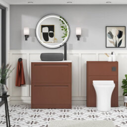 Royal Bathrooms Royal Bathroom Elmore 700mm Terracotta Clay Freestanding Countertop Bathroom Vanity Unit 2 Drawer With Milan Black Basin - thumbnail 5