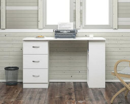 Harmin White 120Cm Computer Desk Modern Study Writing Table Pc Workstation 3 Shelf 3 Drawers - thumbnail 3