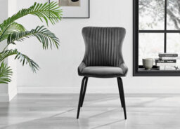 Furniturebox Uk Palma White Marble Effect Round Dining Table & 4 Dark Grey Nora Black Leg Chairs - thumbnail 9