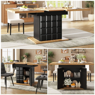 Btm Telescopic Dining Table 110140X80Cm Foldable Extendable Kitchen Table With Checked Pattern - image 1