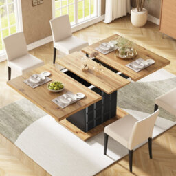 Btm Telescopic Dining Table 110140X80Cm Foldable Extendable Kitchen Table With Checked Pattern - thumbnail 2