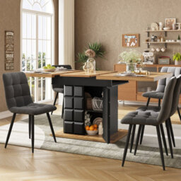 Btm Telescopic Dining Table 110140X80Cm Foldable Extendable Kitchen Table With Checked Pattern - thumbnail 6