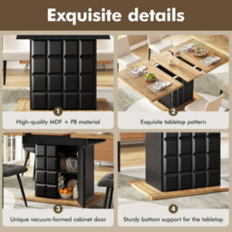 Btm Telescopic Dining Table 110140X80Cm Foldable Extendable Kitchen Table With Checked Pattern - thumbnail 8
