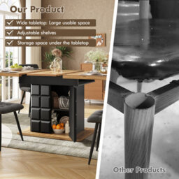 Btm Telescopic Dining Table 110140X80Cm Foldable Extendable Kitchen Table With Checked Pattern - thumbnail 9