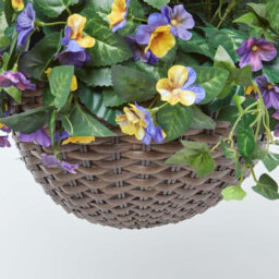 Homescapes Artificial Purple & Yellow Handcrafted Pansy Hanging Basket, 60 Cm - thumbnail 3