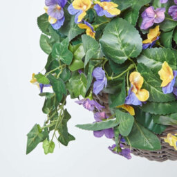 Homescapes Artificial Purple & Yellow Handcrafted Pansy Hanging Basket, 60 Cm - thumbnail 4