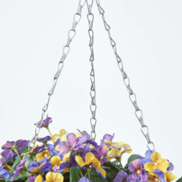 Homescapes Artificial Purple & Yellow Handcrafted Pansy Hanging Basket, 60 Cm - thumbnail 5