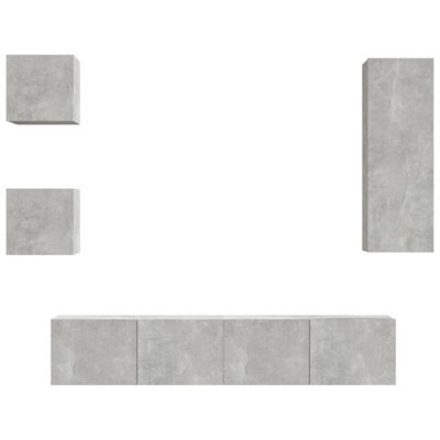 Berkfield Classic 5 Piece Tv Cabinet Set Concrete Grey Engineered Wood - image 1