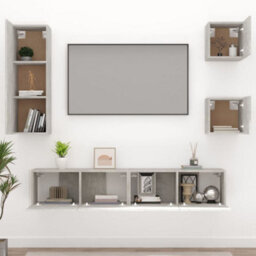 Berkfield Classic 5 Piece Tv Cabinet Set Concrete Grey Engineered Wood - thumbnail 3