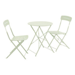 Sweeek - Round Bistro Garden Table, Steel, Folding + 2 Chairs, Green 42.5X53X82 Cm - Balconea - thumbnail 2