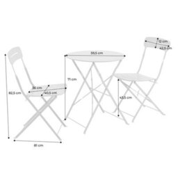 Sweeek - Round Bistro Garden Table, Steel, Folding + 2 Chairs, Green 42.5X53X82 Cm - Balconea - thumbnail 5