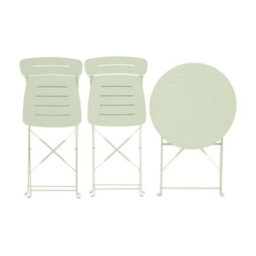 Sweeek - Round Bistro Garden Table, Steel, Folding + 2 Chairs, Green 42.5X53X82 Cm - Balconea - thumbnail 3