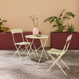 Sweeek - Round Bistro Garden Table, Steel, Folding + 2 Chairs, Green 42.5X53X82 Cm - Balconea - thumbnail 4